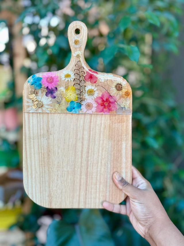 TalkingThyme's Original Functional Art: Real Pressed Flower Cheese board
