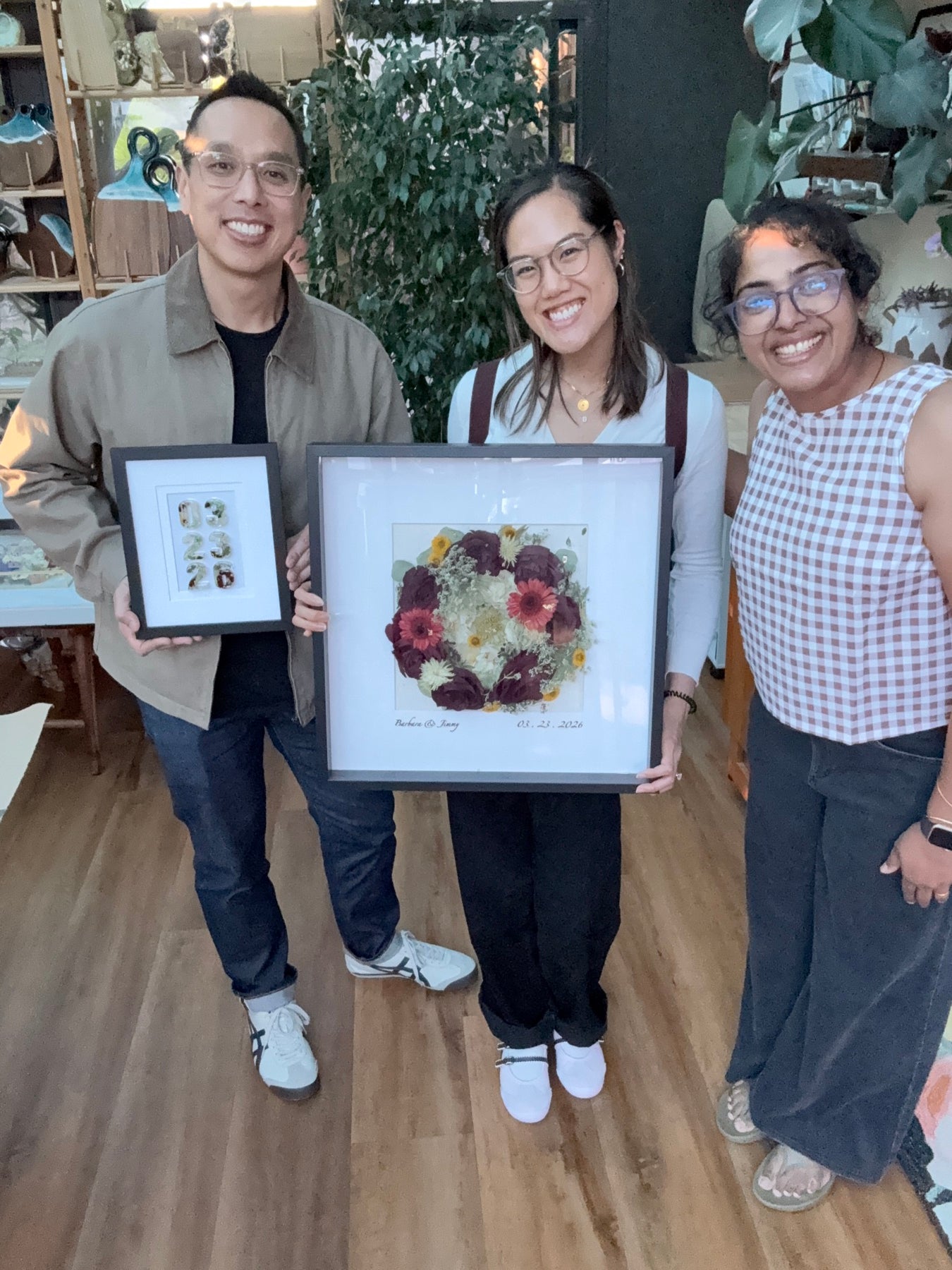 Bride receiving her preserved bouquet artwork