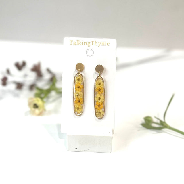 Real Forget-Me-Not Resin Earrings: 18K Gold Filled Floral Jewelry