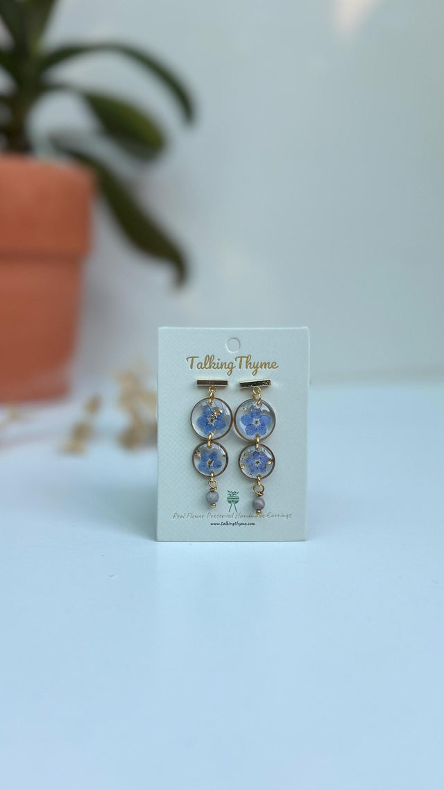 loved Hearts, Resin Pressed Flower earrings. Handmade in SanJose California.