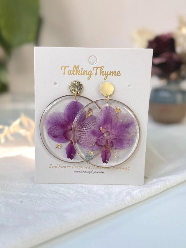 Bridal Bouquet Flower Preservation Earrings | 18K Gold, Keepsake Jewelry