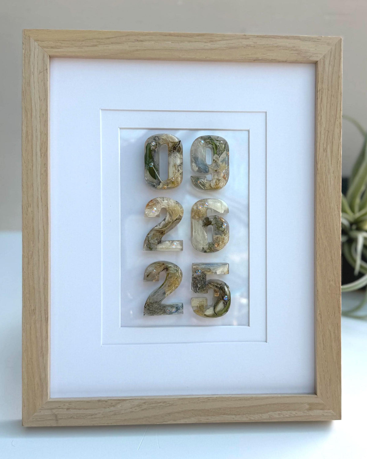 Wedding Date Frame with Preserved Bridal Flowers – Anniversary Keepsake Gift