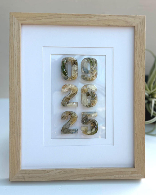 Wedding Date Frame with Preserved Bridal Flowers – Anniversary Keepsake Gift