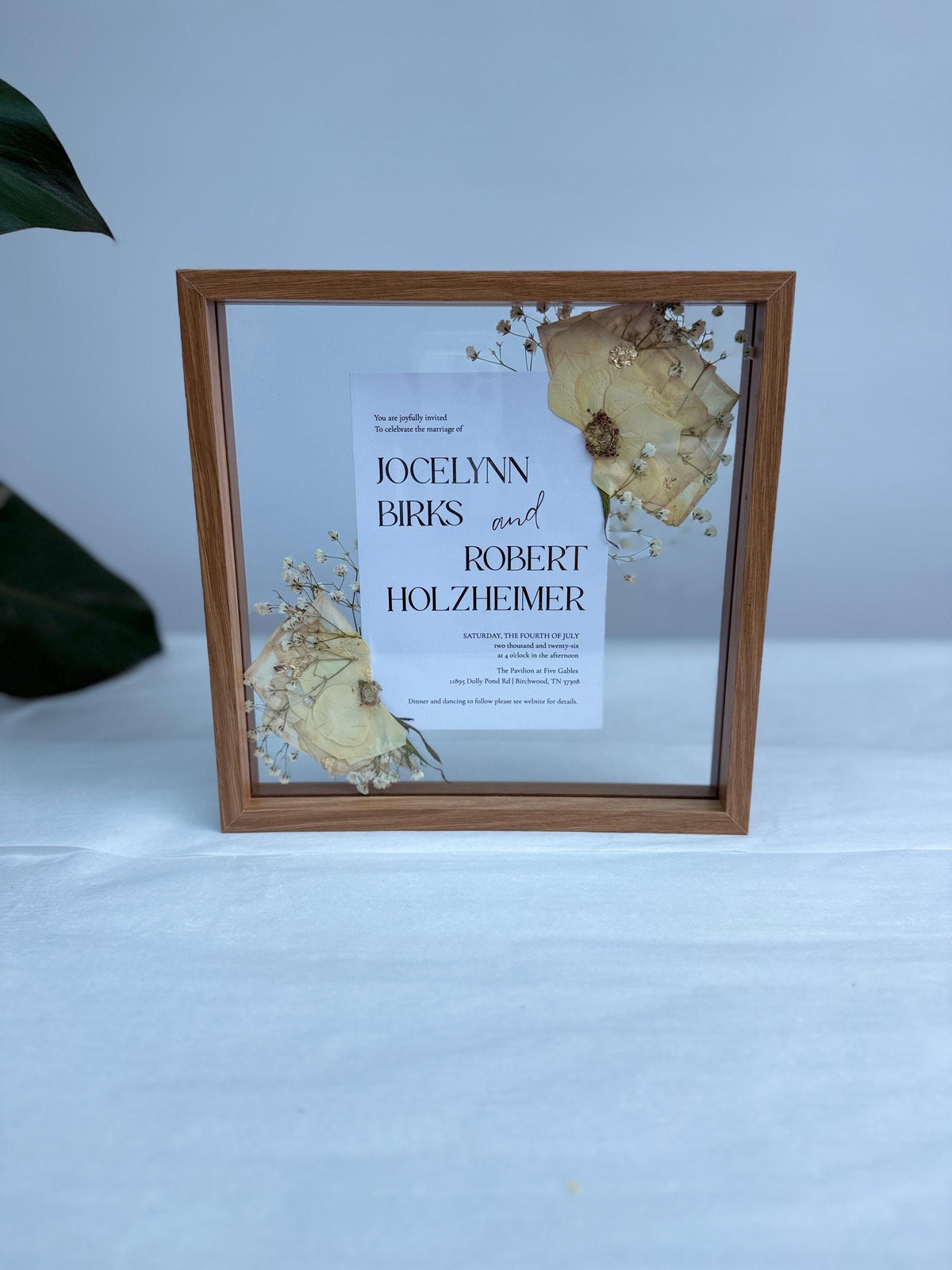 Wedding Flower Preservation Frame, Bridal Bouquet Keepsake, Custom Wedding Invitation or Photo Frame, Pressed Flower Memory Gift.