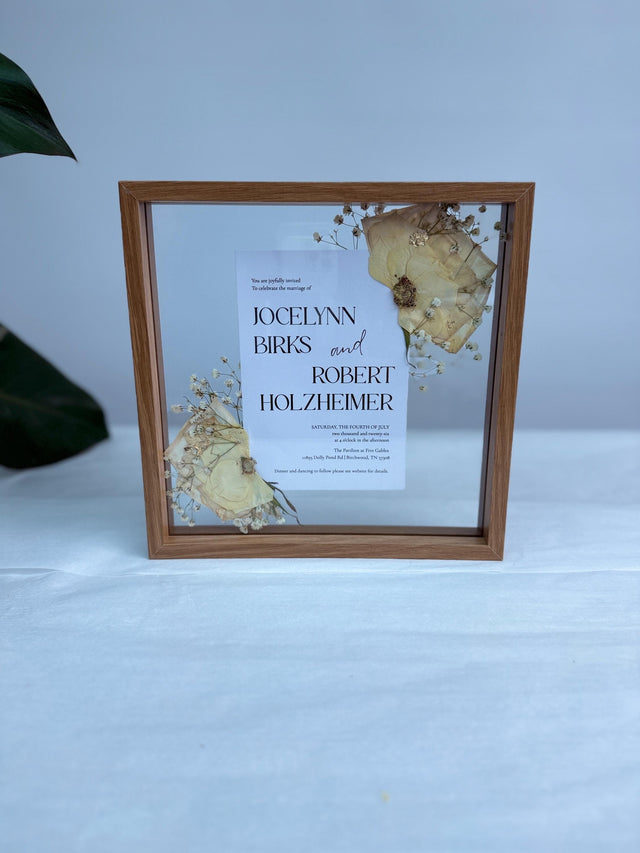 Wedding Flower Preservation Frame, Bridal Bouquet Keepsake, Custom Wedding Invitation or Photo Frame, Pressed Flower Mem